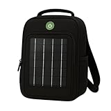 Zaino solare da 10 W, pannello incorporato, porta USB 5 V, impermeabile, caricatore da trekking per telefono, unisex, campeggio, trekking (nero, piccolo)