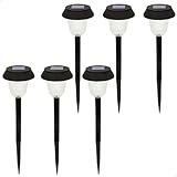 AKTIVE 61562, 6 fari da giardino a luce solare LED, luce continua tra 6 e 8 ore, impermeabile, lampioni solari, luci a LED per esterni, pali da giardino con luce solare a LED
