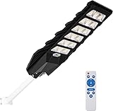Kingwei 600W Lampione Solare LED Esterno con Pannello Solare, Lampione Solare dal Tramonto All'alba 990 LEDs, 6500K Luce Fredda, IP65 Impermeabile, Lampioni Solari con Telecomando Dimmerabile
