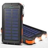 Caricabatterie Solare 20000mAh, Power Bank Portatile Impermeabile con 2 Uscite USB, 2 Luci LED e Bussola, Batteria Esterna Solare per Smartphone, Tablet, Campeggio e Outdoor