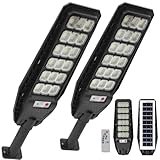 081 Store - 2 PEZZI Lampione lampione solare led esterno con staffa 400W Lampione da giardino 216 LED 400W con telecomando e sensore di movimento