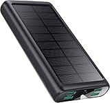Power Bank 33800mAh,Compatto Caricatore Portatile Solare 15W PD 3A USB C Ingressi&Uscite Powerbank Solare 5 Output con Torcia LED Incorporata Batteria Esterna IP65 per iPhone Samsung Huawei Xiaomi
