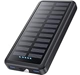 Pxwaxpy Power Bank Solare 26800mAh, USB C Uscita & Ingresso Powerbank, 15W PD 3.0A Ricarica Rapida Batteria Esterna Solare Caricabatterie Portatile con LED Torcia per iPhone Samsung Huawei Tablet ecc