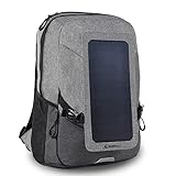 Sunnybag Explorer+ - Zaino solare con pannello solare integrato da 6 Watt, porta USB, ricarica wireless, scomparto per laptop da 15 pollici, 15 litri, tessuto in poliestere idrorepellente, grigio/nero