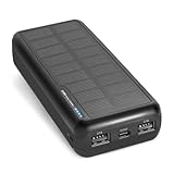 SBS Solar PowerBank, 20.000mAh, Power Bank con Pannello Solare, Ricarica Rapida, Intelligent Charge (IC), LED di Carica, USB-C, USB-A, Caricabatterie Portatile da Viaggio, Design Compatto, Nero