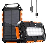 Powerbank Solare 26800mAh, PD15W Caricabatterie Solare Portatile USB C 3,0A Batteria Esterna 2 Uscite e 2 Ingresso Caricatore Solare con Luci LED Rapida per Smartphone, Tablet, Campeggio Ecc