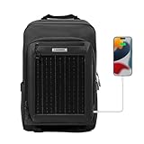 ROCKBROS Zaino Solare 20L, con Pannello Solare Integrato 10V 14W, Porta USB, Zaino Comodo Multifunzionale per Escursionismo Campeggio Viaggio, Uomo Donna, Nero