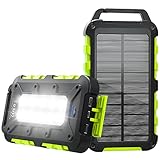Powerbank solare 26800mAh, PD 15W caricatore solare portatile USB C per esterni, batteria esterna con luce LED e 3 uscite per tablet, smartphone, campeggio all'aperto e altro ancora Verde