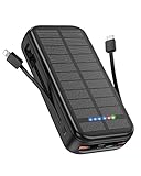 Solare Powerbank 30000mAh 20W Ricarica Rapida Caricatore Portatile Power Bank con 4 ingressi e 5 uscite Caricabatterie ad Energia Solare Batteria Esterna per iPhone Samsung Huawei Xiaomi Vivo Nero