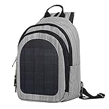 Tubayia Zaino per laptop da lavoro, per attività all'aperto, impermeabile, con pannello di ricarica solare, grigio., Rucksack