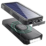 Powerbank Solare 30800mAh, Caricabatterie Portatile Wireless QC4.0 Ricarica Rapida Power Bank [4 uscita 3-input] con Torcia LED per iPhone 12/13/XR/XS/X Samsung Google Huawei Xiaomi LG Switch Pixel