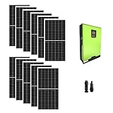 Impianto solare fotovoltaico 4.5KW pannelli monocristallini inverter ibrido onda pura 5KW 48V con regolatore di carica MPPT 80A