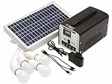 Technaxx TX-200 Set di Centrale di Alimentazione Solare da 18W con Pannello Solare Pieghevole da 18W e 4 lampadine a LED - autonomia Fino a 36 Ore, USB, Batteria SLA – per Le all'aperto, Campeggio