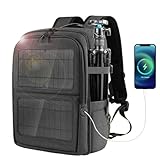 Yunir Zaino Solare, Borsa Fotografica Impermeabile di Grande capacità per Fotografia All'aperto, con Carica del Pannello Solare da 12 W, per Laptop da 14 Pollici, Fotocamera,