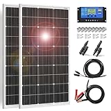 DOKIO 2PC Pannello Solare 100W 12V Monocristallino Fotovoltaico Impianto Camper Casa Baita