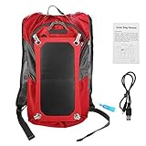 VGEBY Zaino Solare, Zaino da Viaggio Solare Unisex Multifunzione Esterno con Pannello Solare da 6,5 ​​W e Borsa a Tracolla da 2 Litri per Escursioni in Bicicletta(40.00 * 25.00 * 10.00cm-Rosso)