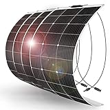 DOKIO 4PC 100W Flessibile Pannello Solare Monocristallino Fotovoltaico 400W per Giardino Camper Tetto RV Barca