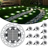 FIFlying 10 pezzi Luci Solari da Giardino, 8 LED Lampade Solare da Terra, Acciaio Inossidabile Bianco Freddo Faretti Sepolta Solari a Led da Esterno, per Prato, Vialetto, Marciapiede, Patio