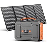 Powkey Powerstation con pannello solare, 99 Wh/27000 mAh, stazione di alimentazione portatile con pannello solare pieghevole da 40 W, 100 W, con uscita AC 230 V, 18 W, USB-A/USB-C per camper,