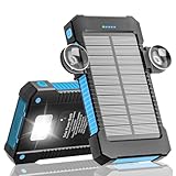 Power Bank Solare da 26800 mAh con Supporto a Ventosa, Caricabatterie Solare 3 Porte per Ricarica Rapida da 15 W con Torcia/SOS/Stroboscopio, Power Bank Impermeabile per Telefono da Esterno