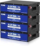 DCHOUSE 48V 200Ah (4 Pack 50AH) LiFePO4 Golf Cart Batteria, Built-in 50A Sistema di gestione della batteria, Perfetto per tosaerba, camper, kit solare, E-Scooter, campeggio