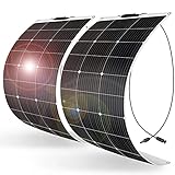 DOKIO 2PC Pannello Solare Flessibile 100W 18V (200W) Monocristallino Fotovoltaico ETFE per Batteria 12V (Camper, Roulotte, Barche, Off-Grid)