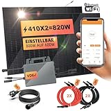 Fotovoltaico Plug and Play，Pannelli Solari da Balcone 800W, con 2 Pannelli Solari da 410W, Inverter 800W/600W con APP/WIFI, cavo da 10 m, Impianto Solare Completo da Balcone, Fotovoltaico da Balcone.