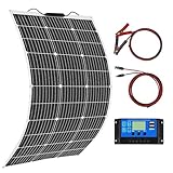 Aysolar 100W 12V Pannello Solare flessibile kit Monocristallino Pannello Fotovoltaico con 10A Regolatore solare per RV, camper,auto, barca, roulotte,famiglia, batteria 12V