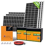 ECO-WORTHY 4 KWh Sistemi Solare 1000W 24V con Inverter da 3000W e 2 Batterie al Litio da 100Ah Collegabili alla Rete per Camper + 6 Pezzi 170W Modulo Solare+ Regolatore di Carica 60A