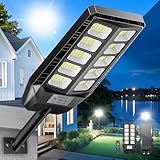 Adewalk 2000W Lampione Solare Led Esterno con Telecomando, IP66 Impermeabile Lampada Stradale Solare con Sensore di Movimento, 6500K Super Bright Lampioni da Giardino Esterno Solari per Garage Strada